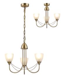 D0745  Cooper Pendant/Semi Flush 3 Light Antique Brass, Opal Glass